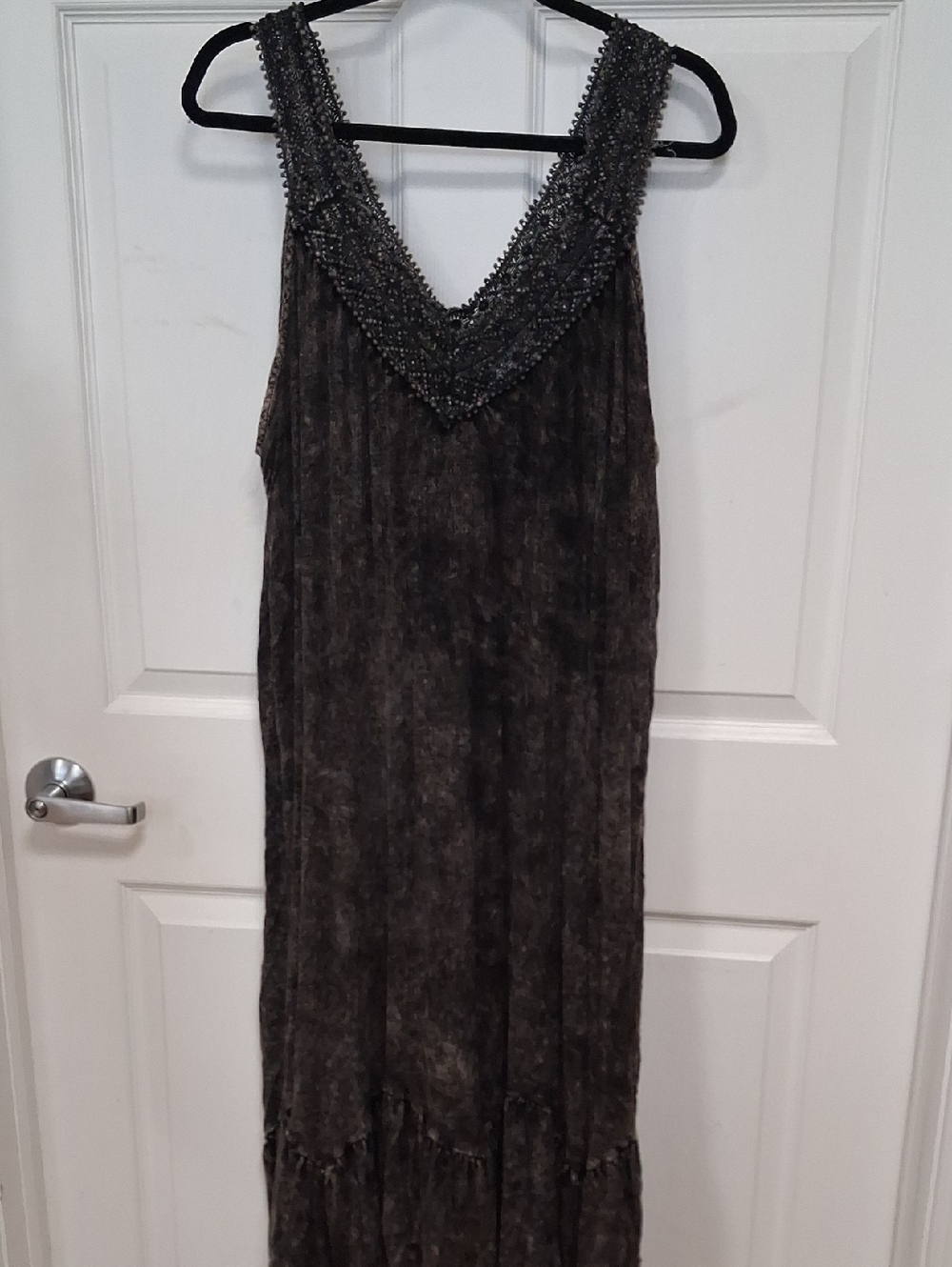 V-Neck Maxi Dress in Charcoal